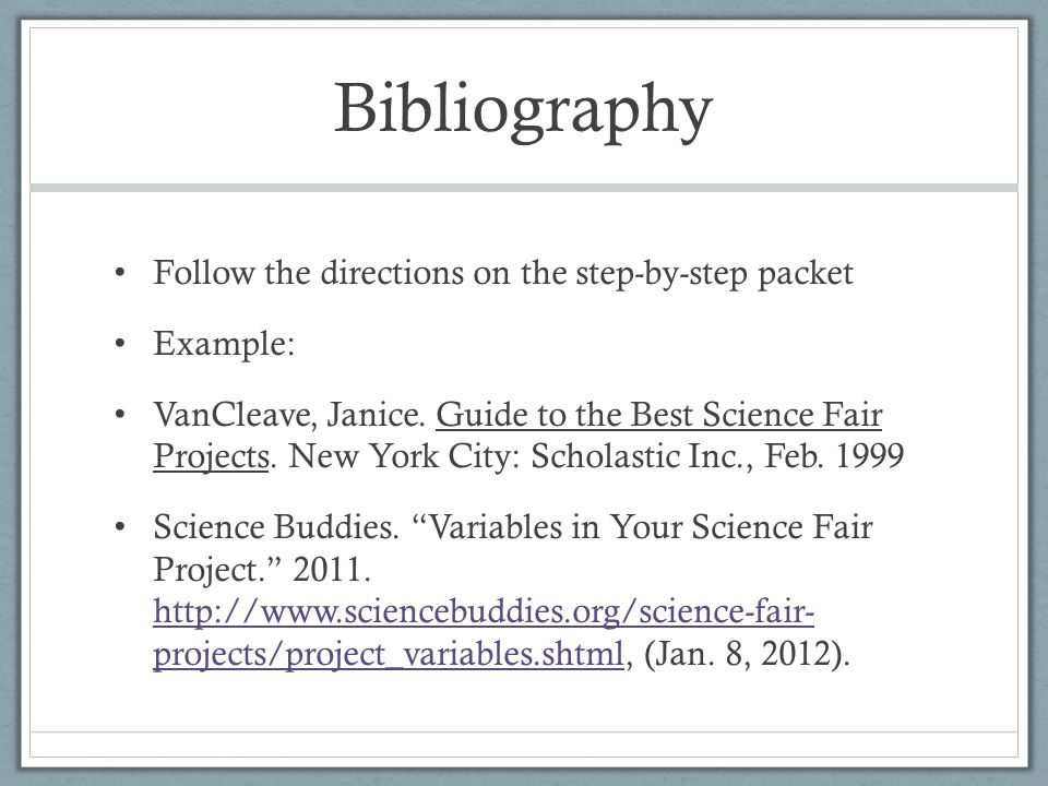 Science fair research paper bibliography